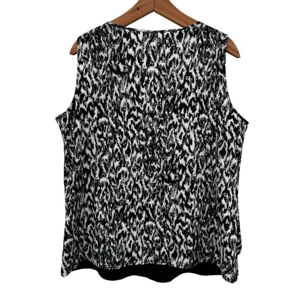 Chico's Women's Sleeveless Black & White Animal Print Layered Tank Top Size 3 XL - Picture 4 of 6